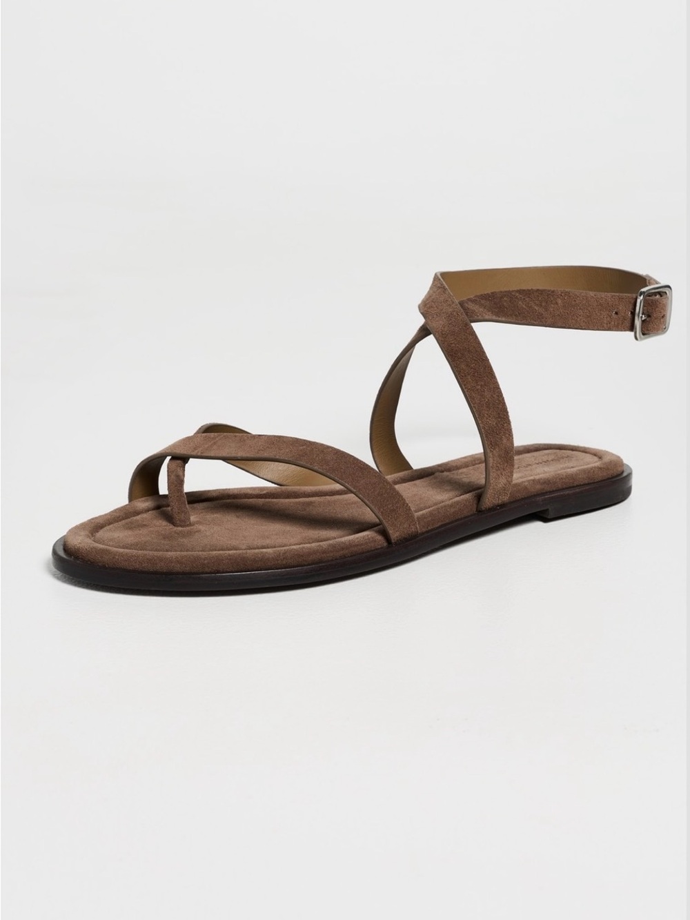 NWT NIB Reformation Brown Suede Strappy Jane Flat Sandals